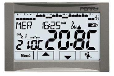 Perry CDS26 - Cronotermostato a incasso touch screen a batteria serie MOON