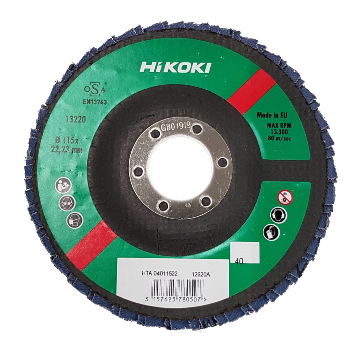 HIKOKI HTA04011522 - Disco abrasivo lamellare per smerigliatrici Ø 115 mm