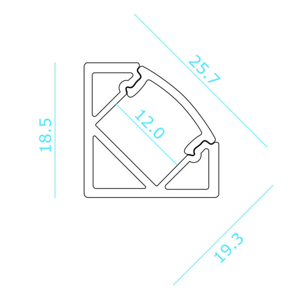 Accessori e ricambi per striscia / tubo luminoso NOBBARRA/STRIP/6/S PROF.ALL. ANGOLARE 45 2MT DIFF OPALE - immagine 2