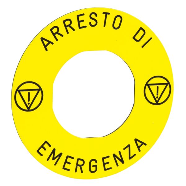 Etichetta per dispositivi di comando e segnalazione SNRZBY9630T ETICHETTA GIALLA ARRESTO EMERGENCIA