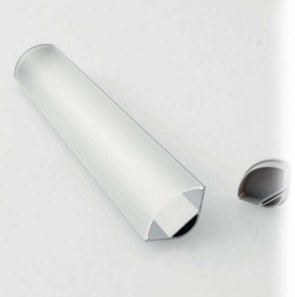 NOBILE Serie ANGOLARE (12) - Profilo Striscia LED - Alluminio - L=2m - c/Diffusore Trasparente - c/Tappi