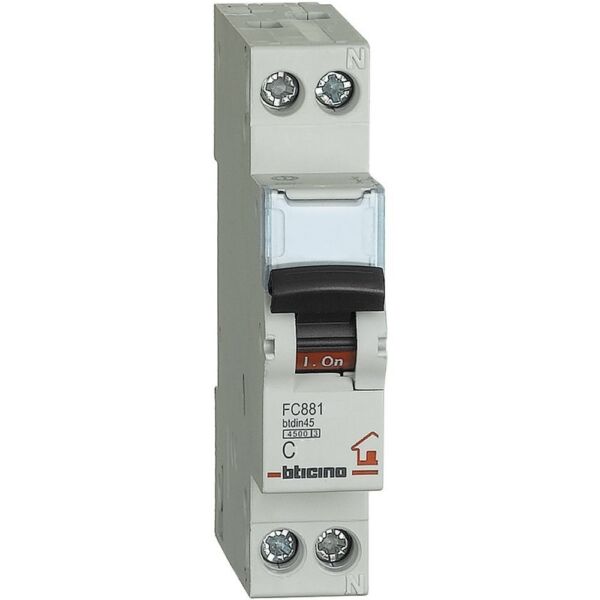 BTICINO Serie BTDIN - Interruttore magnetotermico modulare 1P+N curva C - In= 6A